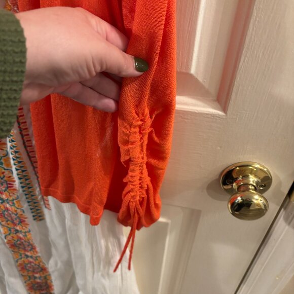 Chico's Embroidered White Maxi Dress (Small) with Orange Cardigan (Medium) ~ EUC - Picture 5 of 11